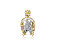 Two-Tone CZ Horse Shoe Pendant (14K)