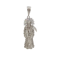 Cubic Zirconia Santa Muerte / Grim Reaper Pendant (Silver)