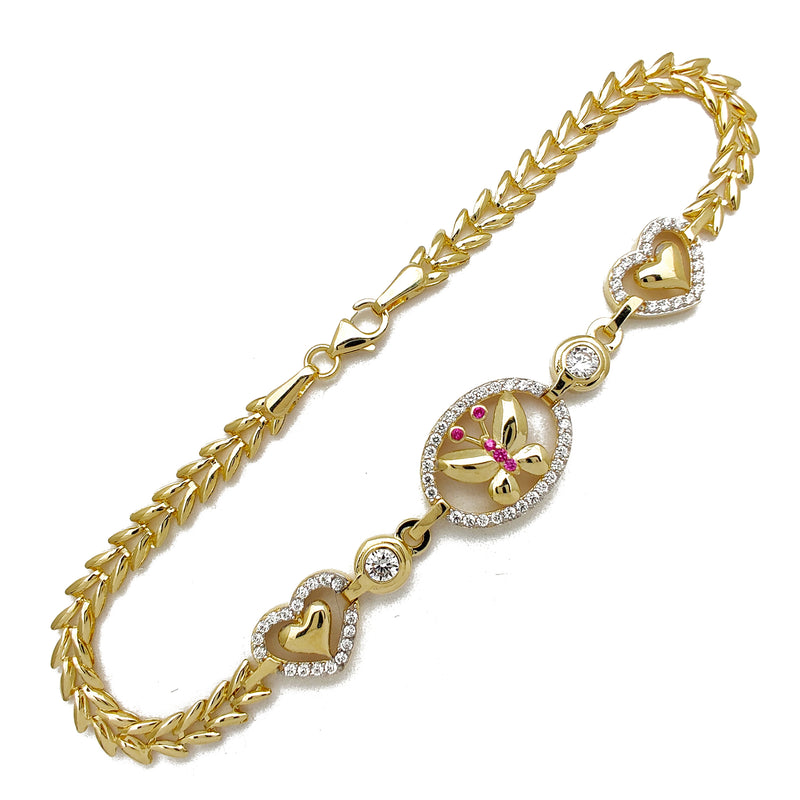 Halo Butterfly & Hearts Fancy Bracelet (14K) Popular Jewelry New York