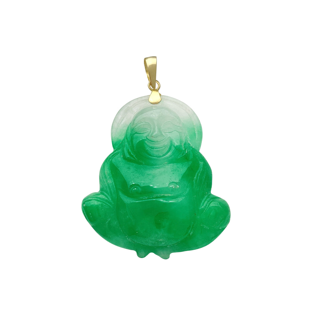 Halo Laughing Buddha Jade Pendant (14K) Popular Jewelry New York