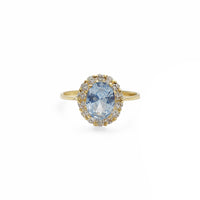 Halo Oval Light Blue Zirconia Ring (14K) Popular Jewelry New York
