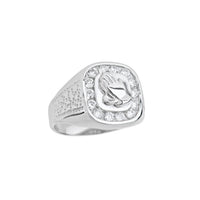 Halo Pave Praying Hands Men's Ring (Silver)