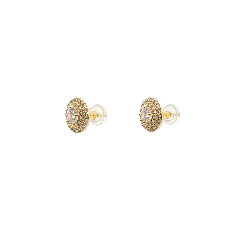 Halo Setting Cluster Round Stud Earrings (14K) Popular Jewelry New York