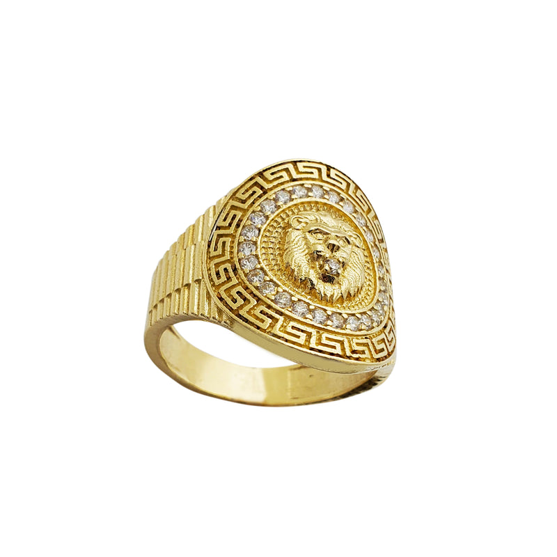 Greek Key Frame Lion Head Ring (10K) – Popular J