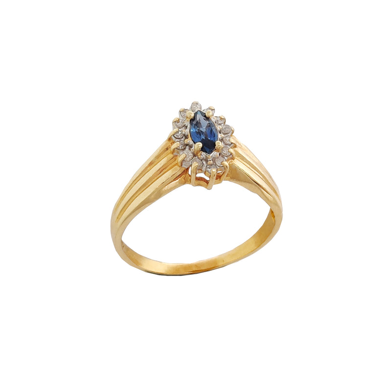Halo Diamond Tapered Sapphire Marquise (14K) Popular Jewelry New York