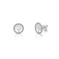 Halo Tree Of Life Stud Earrings (Silver) Popular Jewelry New York