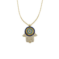 Ledinė Hamsa rankinė CZ karoliai (14K) Popular Jewelry NY