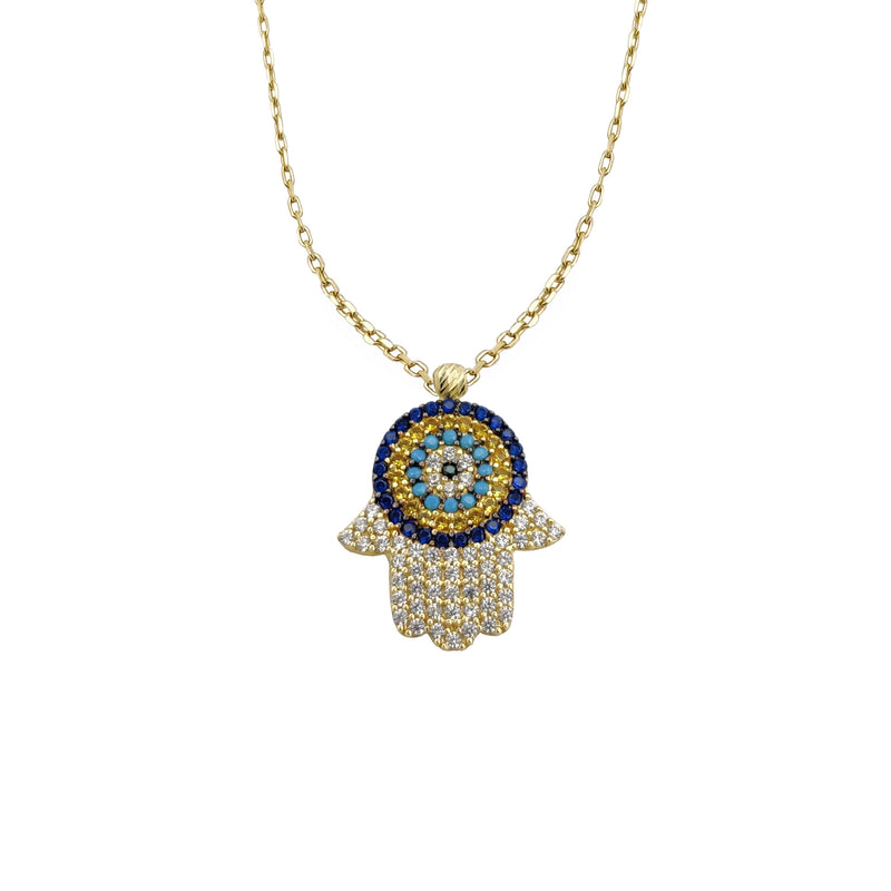 Icy Hamsa Hand CZ Necklace (14K) Popular Jewelry New York