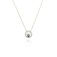 Hamsa Rounded CZ Necklace (Silver)