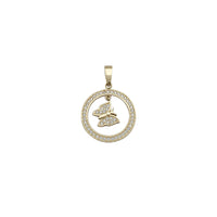 Hanging Butterfly Round CZ Pendant (14K)