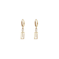 Hanging Charm CZ Huggie Earrings (14K)