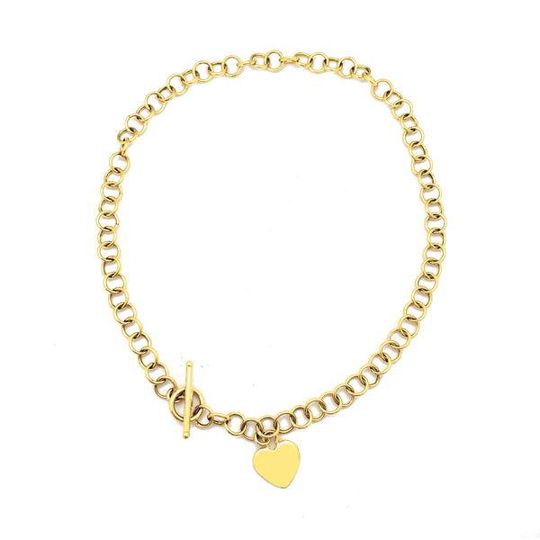 Heart Charm Rolo Fancy Necklace (14K) Popular Jewelry New York