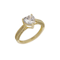 Cincin Pertunangan Zirkonia Bentuk Jantung (14K) Popular Jewelry New York