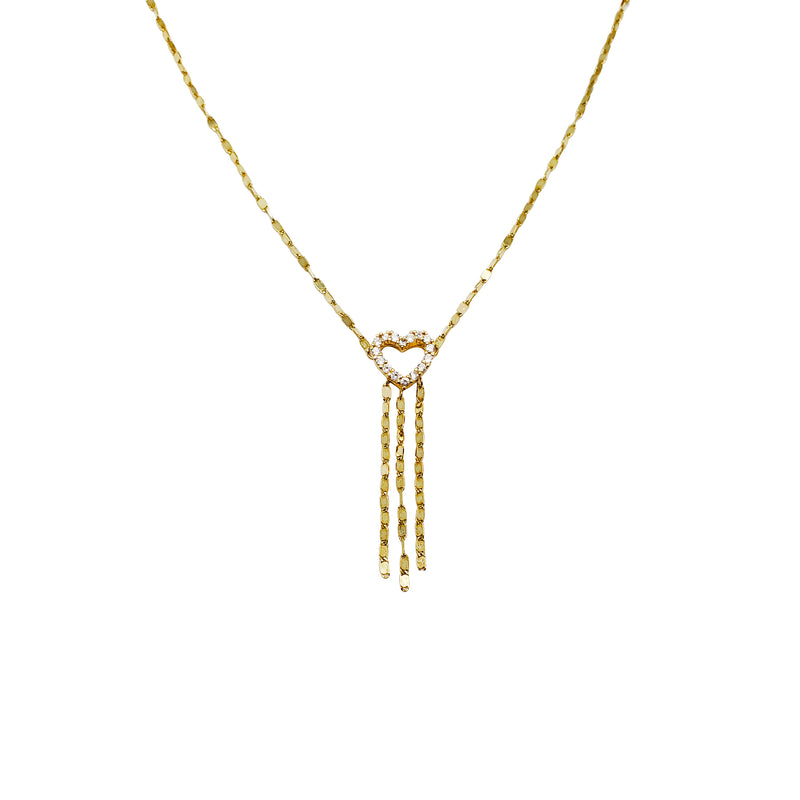 Heart With Drops CZ Necklace (14K)