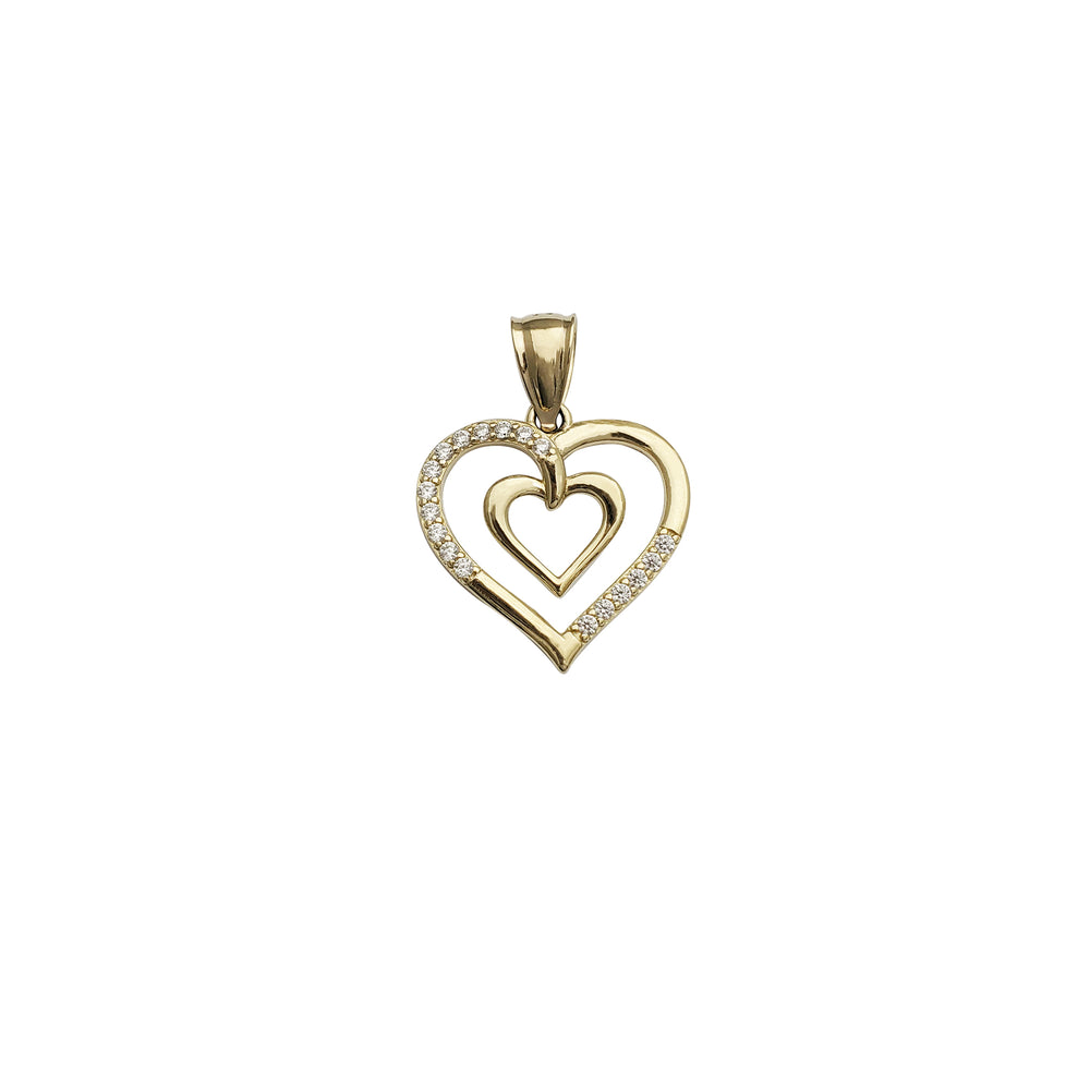 Heart Within Heart CZ Pendant (14K)