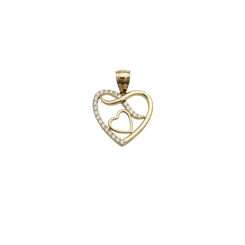 Heart Within Heart Infinity CZ Pendant (14K)