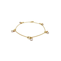 Brățară Anklet cu perle de inimă (14K) aur galben 14 karate, Popular Jewelry New York