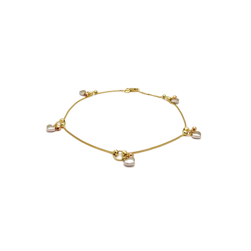 Heart Bead Anklet Bracelet (14K) 14 Karat Yellow Gold, Popular Jewelry New York