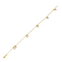 Heart Bead Anklet Bracelet (14K) 14 Karat Yellow Gold, Popular Jewelry New York