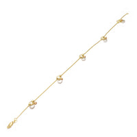 Brățară Anklet cu perle de inimă (14K) aur galben 14 karate, Popular Jewelry New York