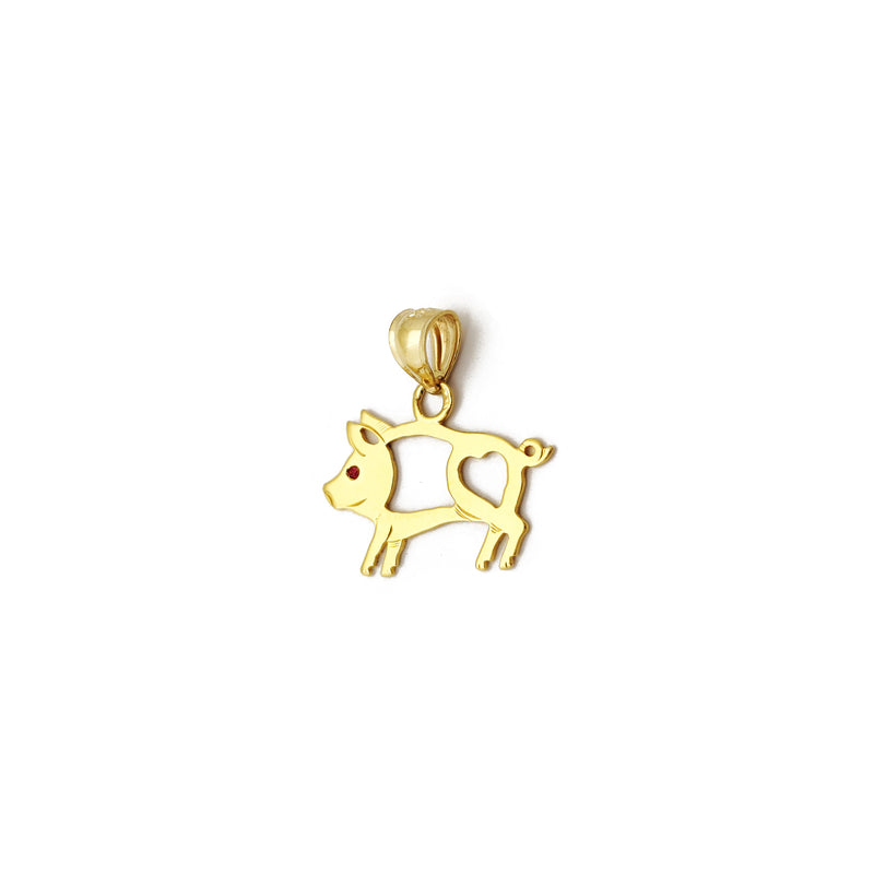 Heart Piggy CZ Pendant (14K) Popular Jewelry New York