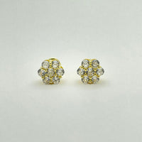 Honeycomb Cluster Cubic Zirconia Saplama Küpe Sterling Gümüş (sarı) ön - Popular Jewelry - Nyu-York