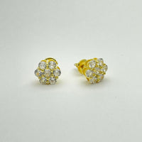 Honeycomb Cluster Cubic Zirconia Stud Earring Sterling Silver (bosehla) ka sehloohong - Popular Jewelry - New york