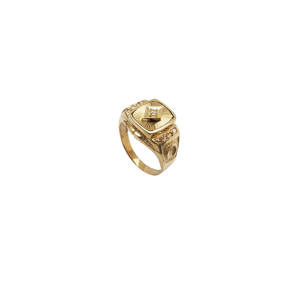 Horse Shoe Signet CZ Ring (14K)