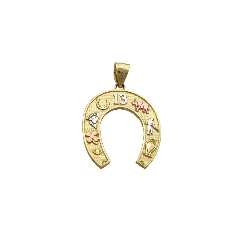 Horseshoe Good Luck Pendant (14K) 14 Karat Tri-Tone, Yellow Gold, White Gold, Rose Gold, Popular Jewelry New York