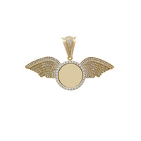 Iced-Out Winged Round Medallion Memorial Picture Medallion Pendant (14K) Popular Jewelry New York