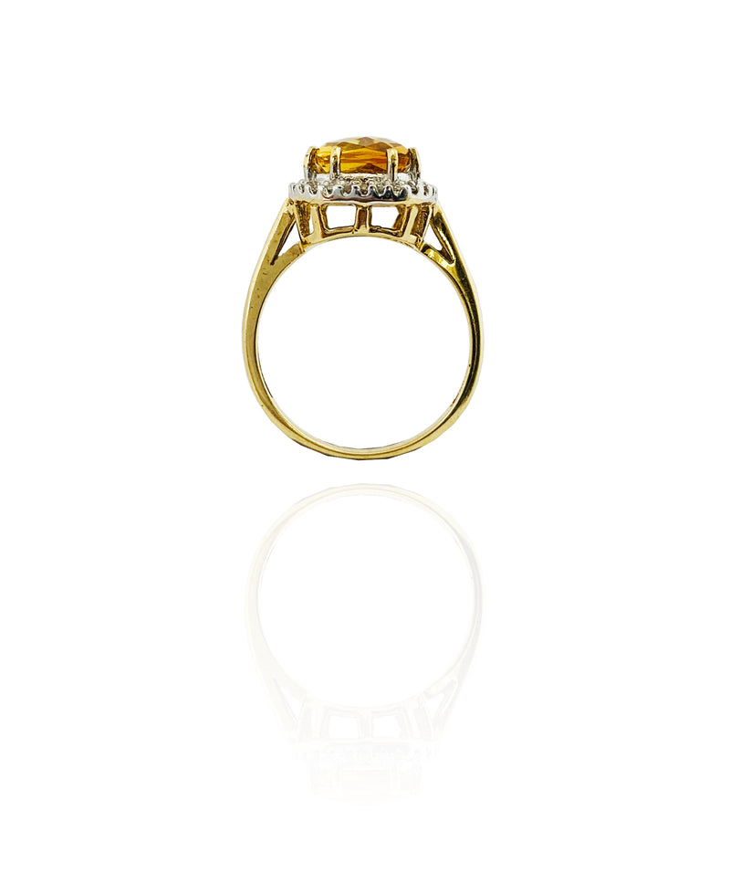 Citrine Halo Diamond Ring (14K)