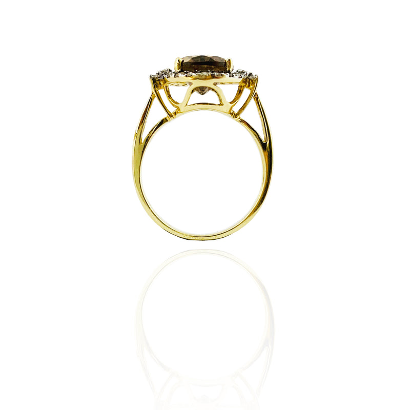 Oval Citrine Diamond Halo Ring (14K)