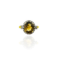 Oval Citrine Diamond Halo Ring (14K)