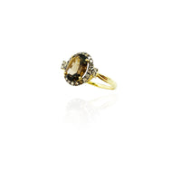 Oval Citrine Diamond Halo Ring (14K)