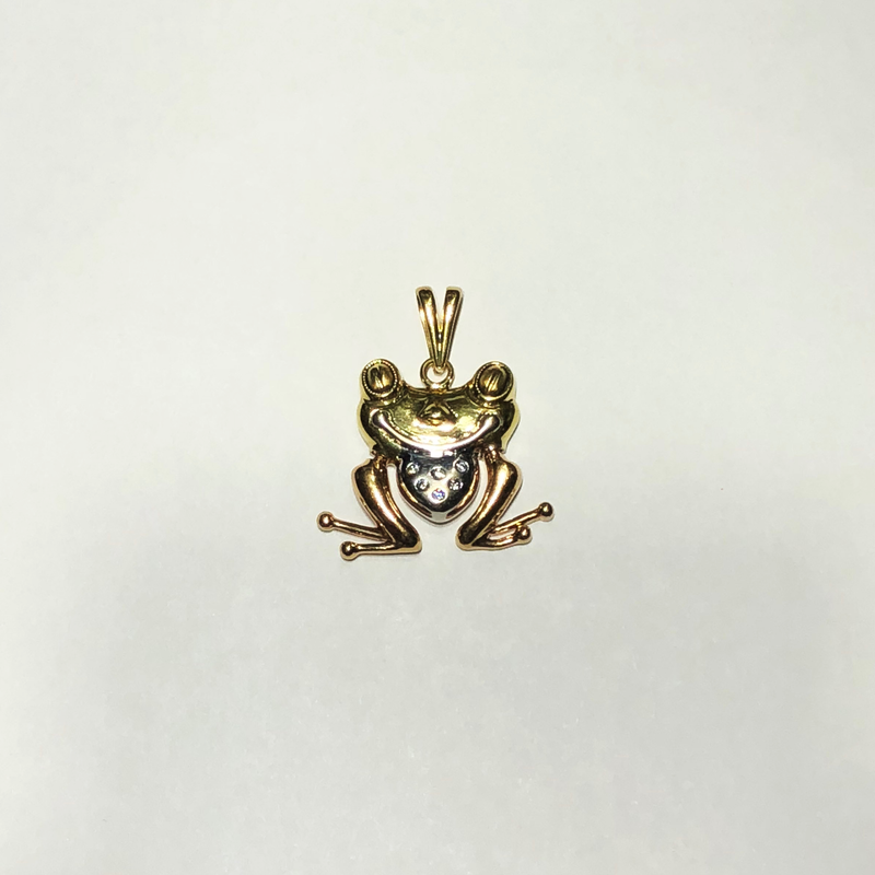 Happy Frog Pendant 14K Yellow Gold.