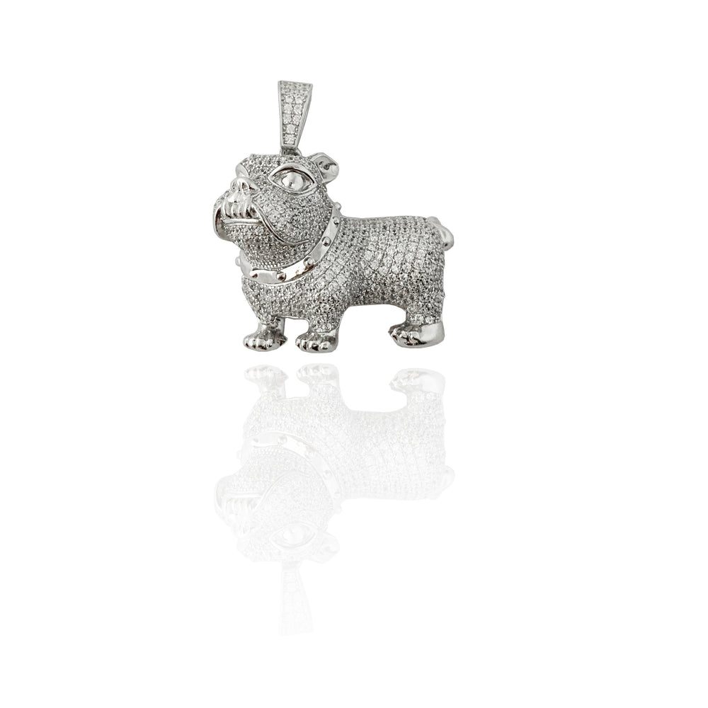 Bulldog CZ Pendant (Silver).