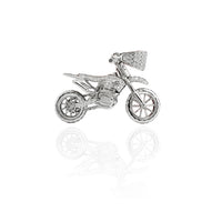 Iced-Out Motorcycle Pendant (Silver)