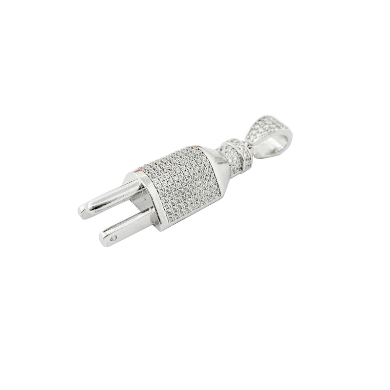 Electric Plug CZ Pendant (Silver)