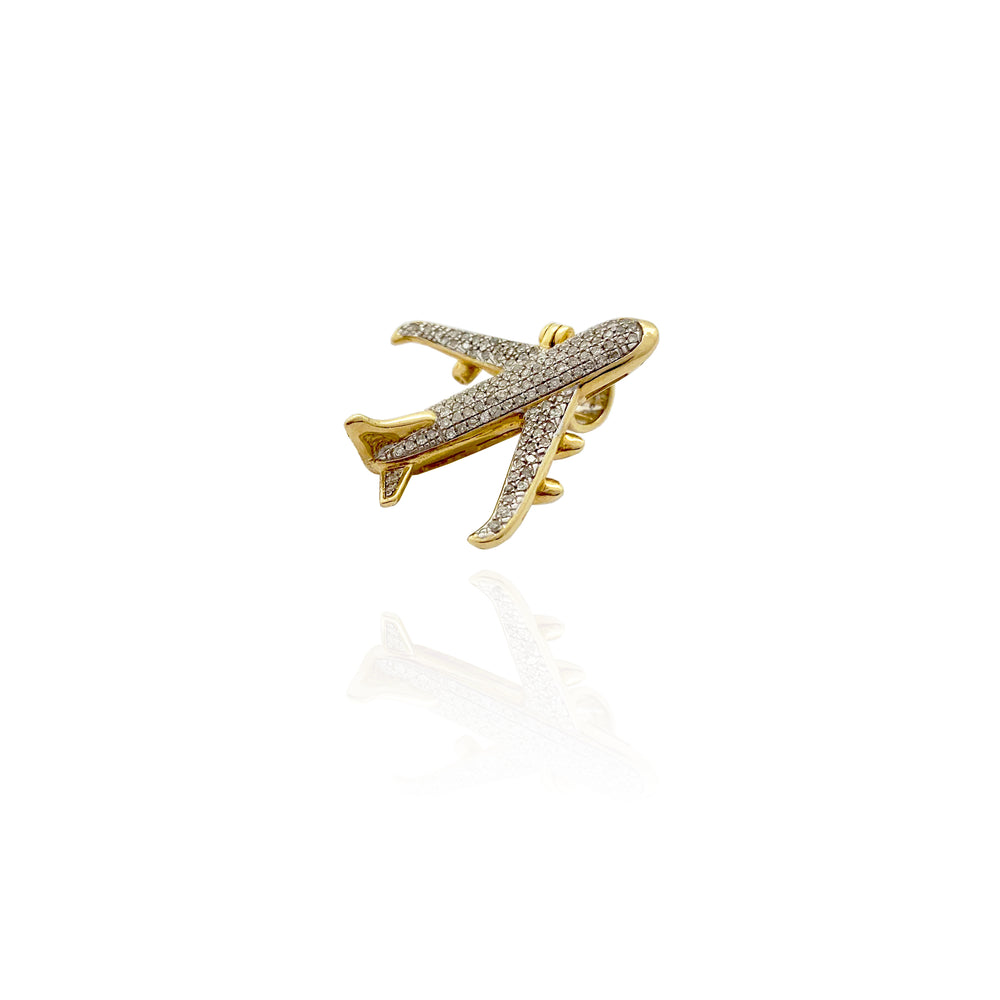 Diamond Airplane Pendant (14K)