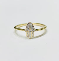 Hamsa diamond ring (14K).