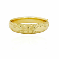 Diamond Cut and Dust Floral Design Bangle Bracelet (14K).