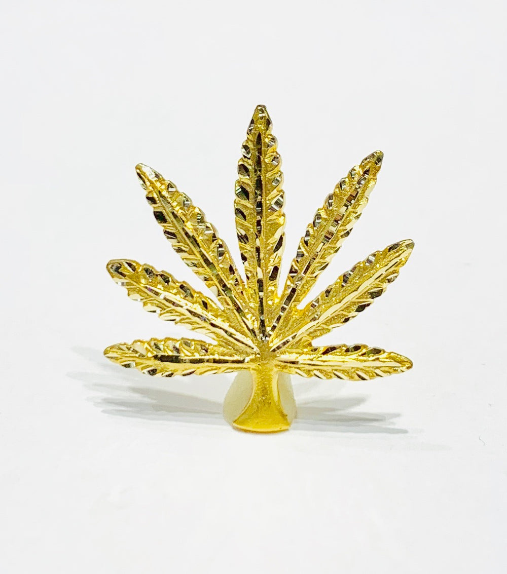 Marijuana Cannabis Leaf Pendant (14K).