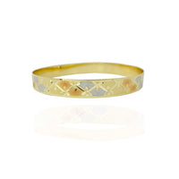 Tri-Color Diamond Cut Bangle Bracelet (14K).