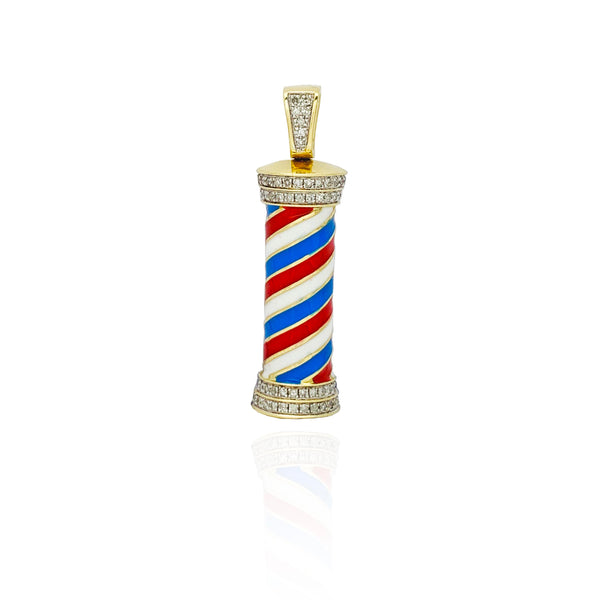 Barber Shop Pole Diamond Pendant (14K)