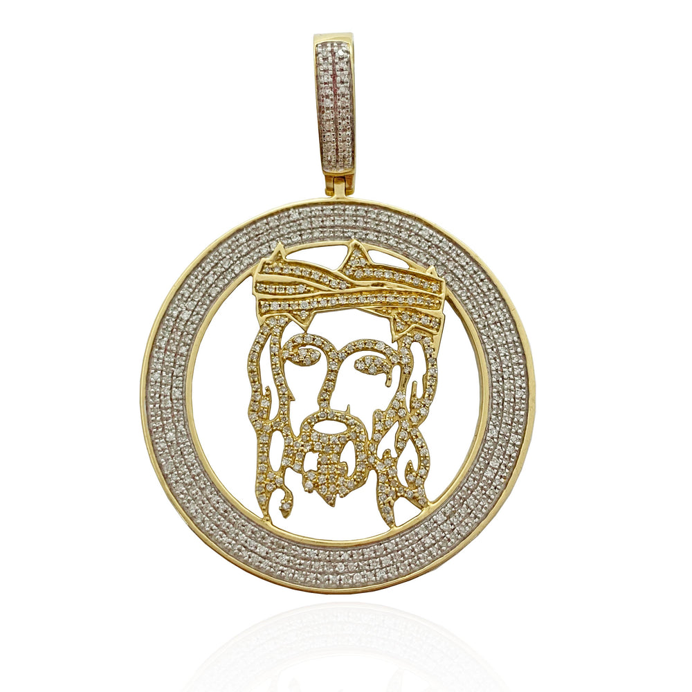 Diamond Circle Jesus Pendant (14K)