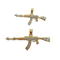 AK47 үш алтыннан жасалған жалатылған кулон 14K - Lucky Алмаз