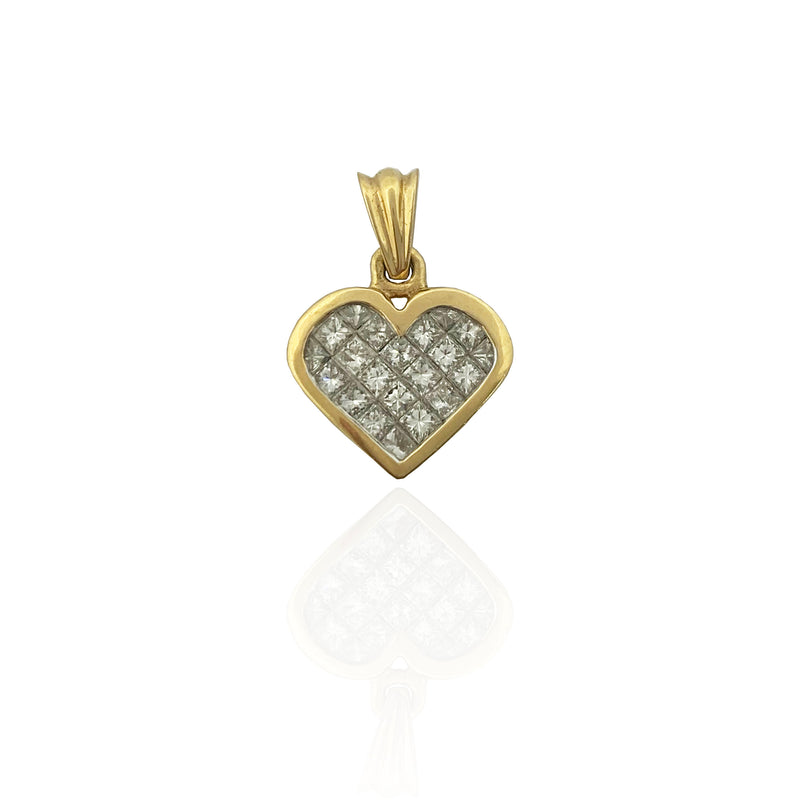 Princess Cut Diamond Heart Pendant (14K)