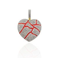 Red Veins Diamond Heart Pendant (10K)