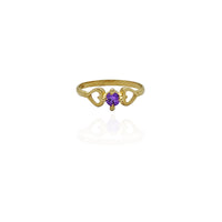 Double-Heart February Birthstone Ring (14K)