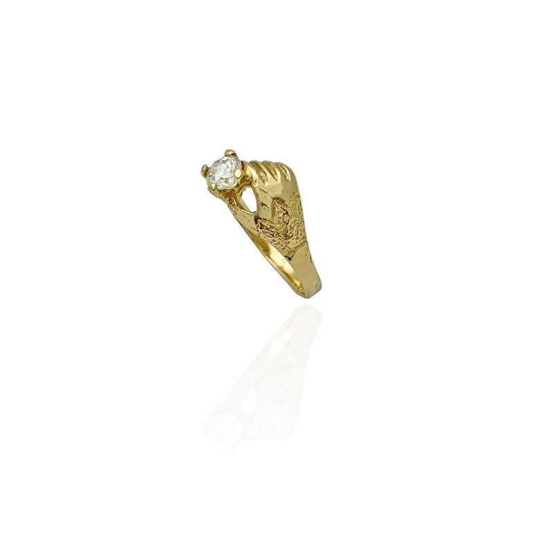Hand Clutching Gemstone Ring (14K)